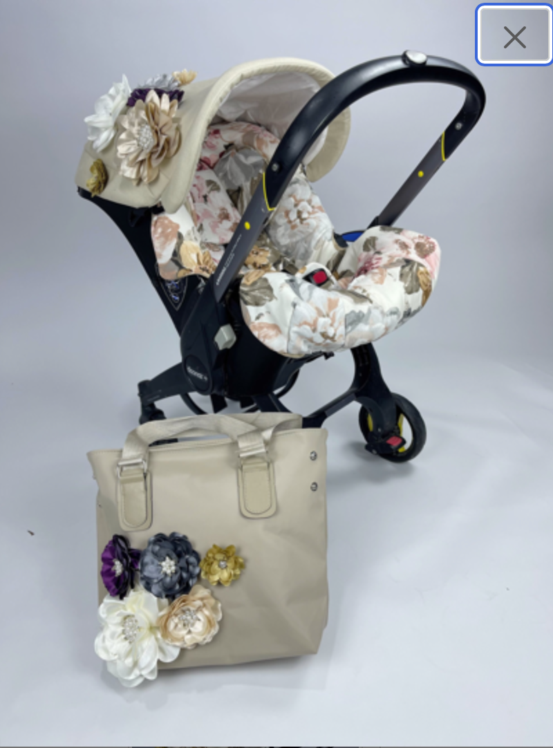 Floral Bliss: 3D Flower Canopy Carseat Set - Perfect for Baby Girls, Baby Shower Gifts!