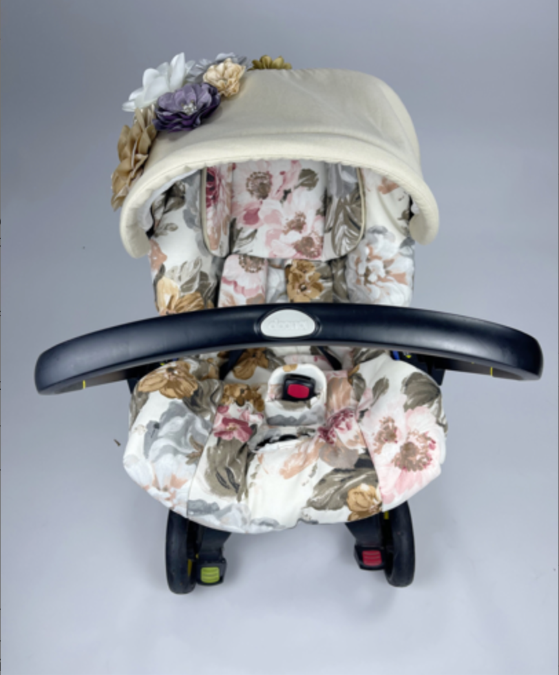 Floral Bliss: 3D Flower Canopy Carseat Set - Perfect for Baby Girls, Baby Shower Gifts!