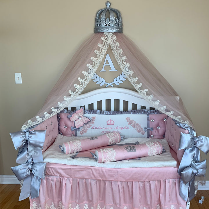 Personalized Luxury Baby Girl Crib Bedding Set – Elegant