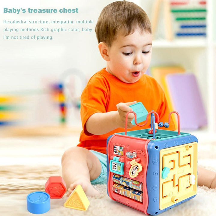 Multi-Functional Six-Sided Montessori Learning Box - Early Education Toy with Math and Maze Games