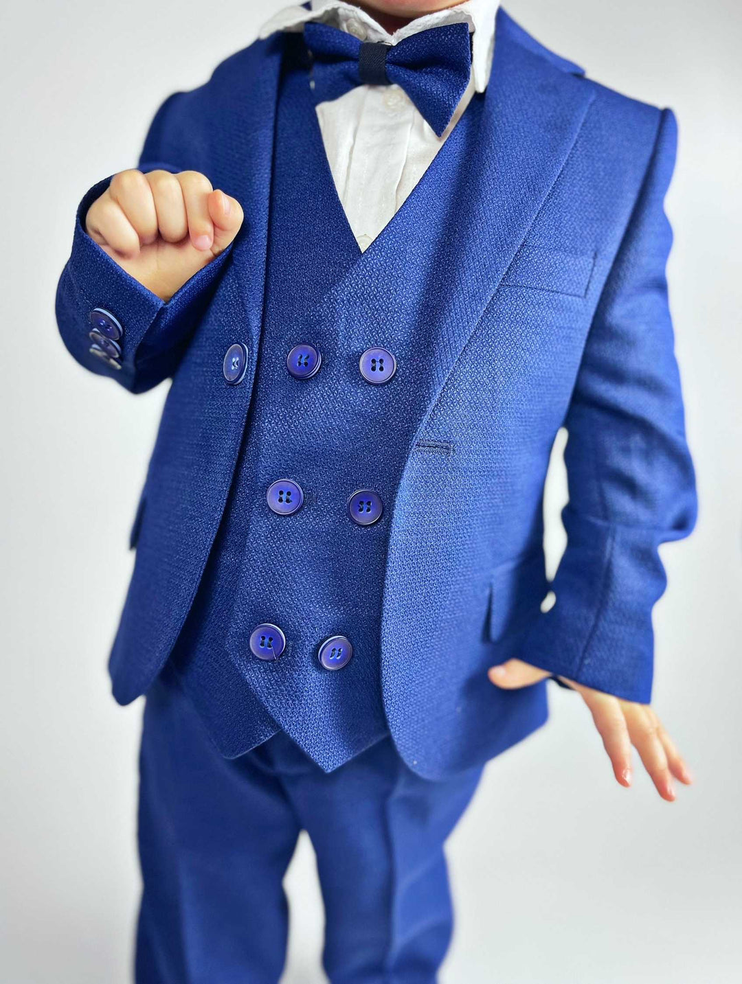 Boys Navy Blue 5-Piece Tuxedo Suit – Formal & Stylish