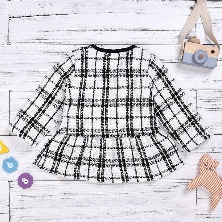 Chic Baby Girl Plaid Two-Piece Outfit – Long-Sleeved Top & Pants
