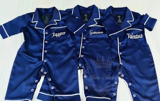 Custom Navy Blue Kids Pajamas – Personalized Cotton PJs