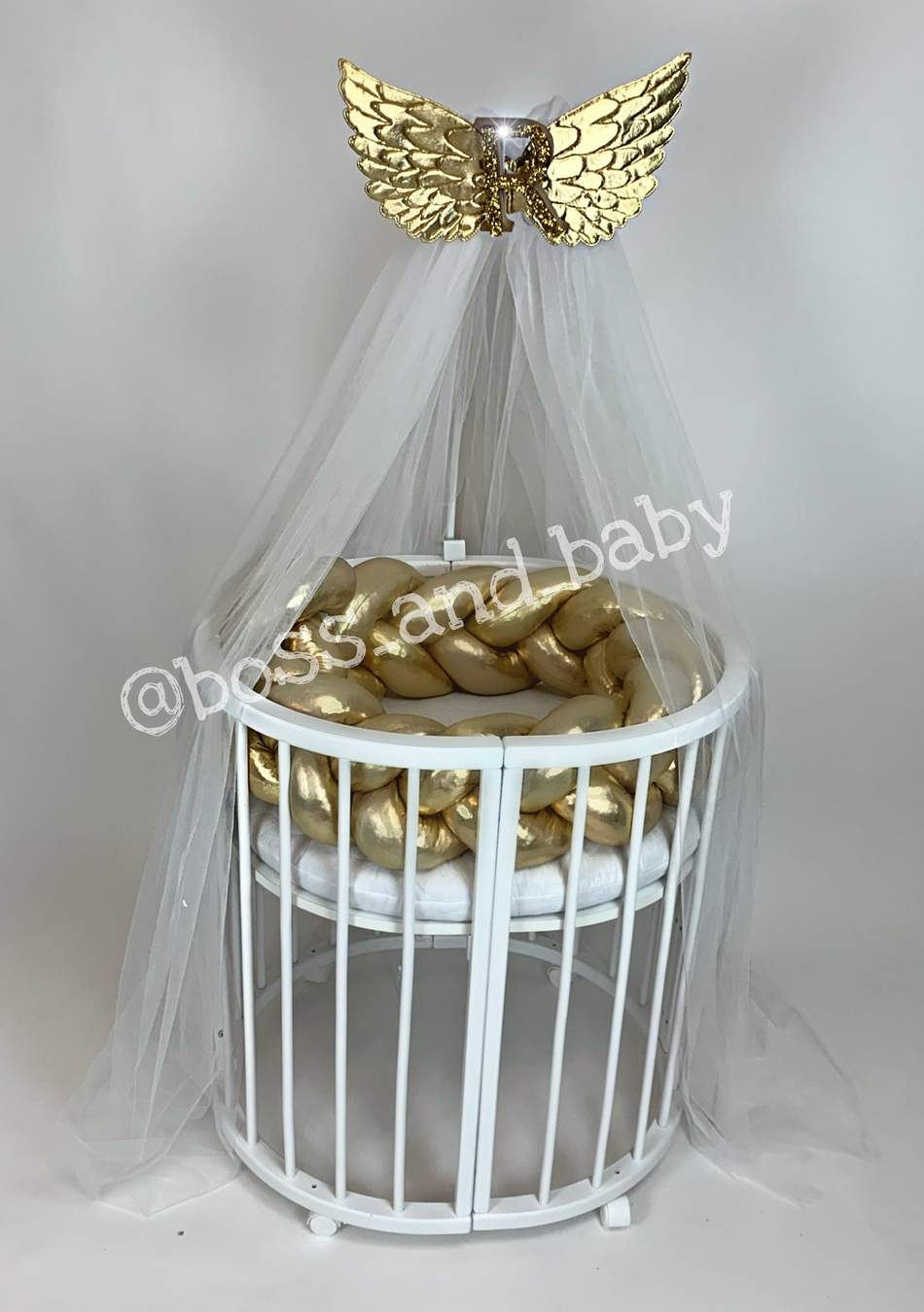 Customizable Gold Braided Crib Bumper for Safe Nursery Decor