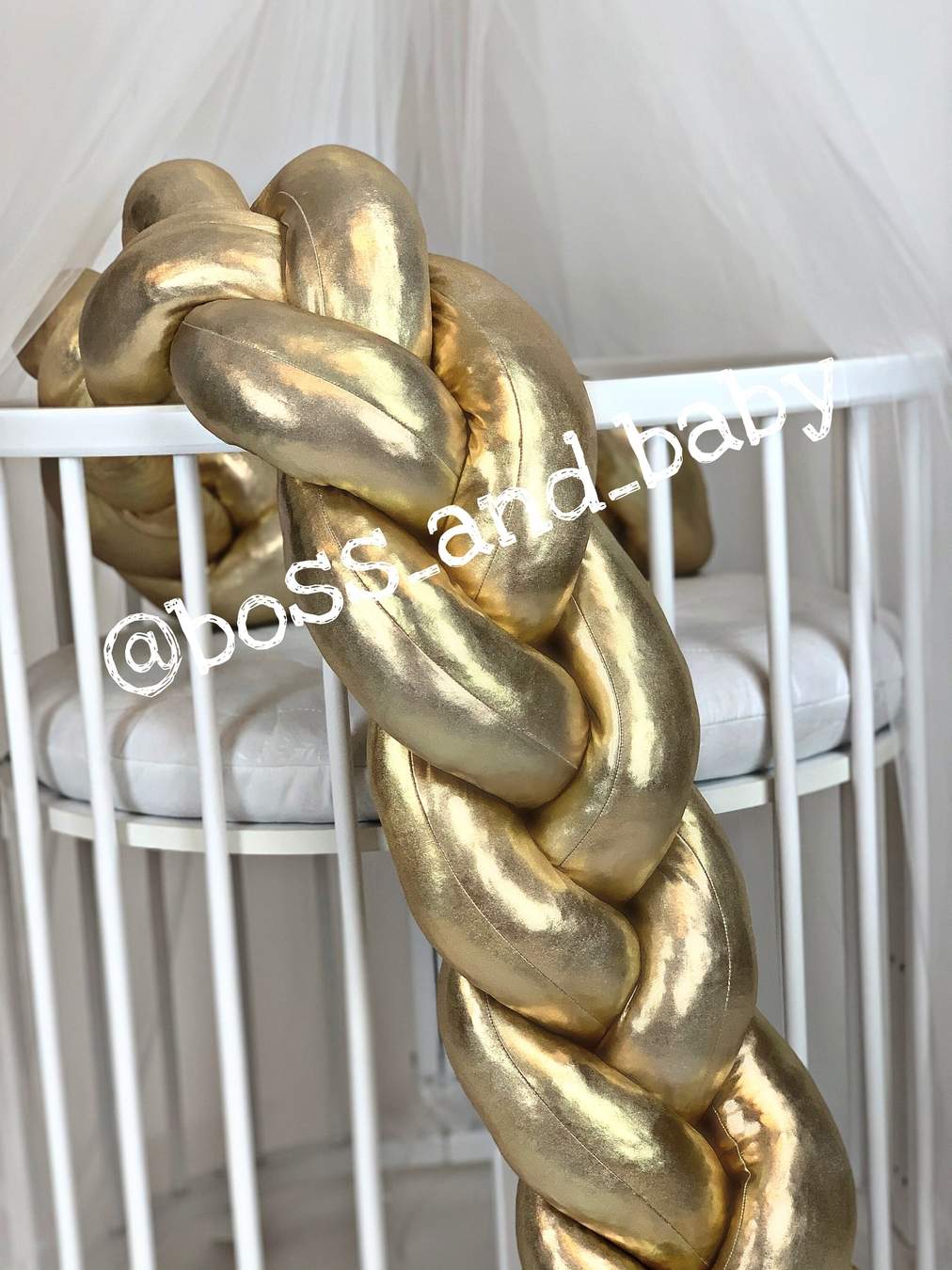 Customizable Gold Braided Crib Bumper for Safe Nursery Decor
