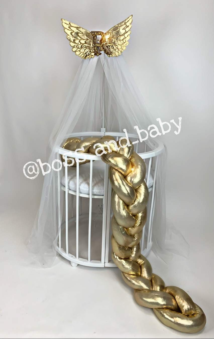 Customizable Gold Braided Crib Bumper for Safe Nursery Decor