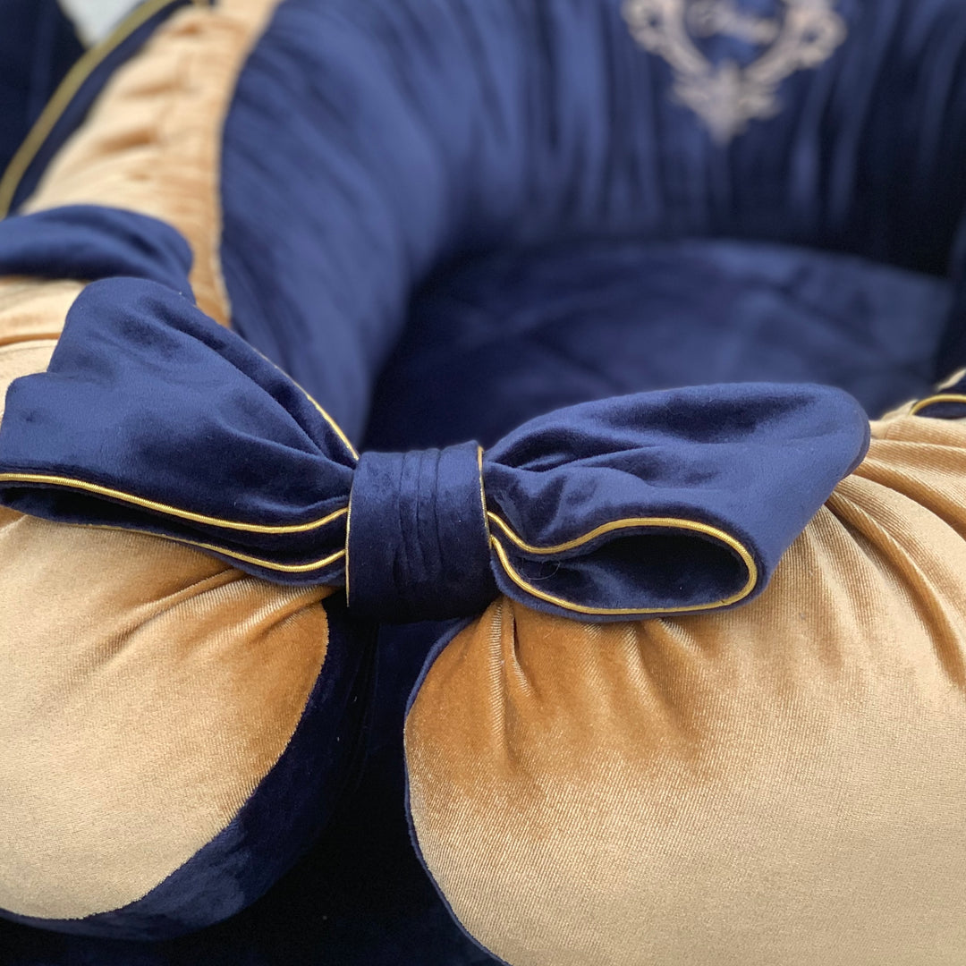 Royal Blue Velvet Baby Nest for Boys – Customizable