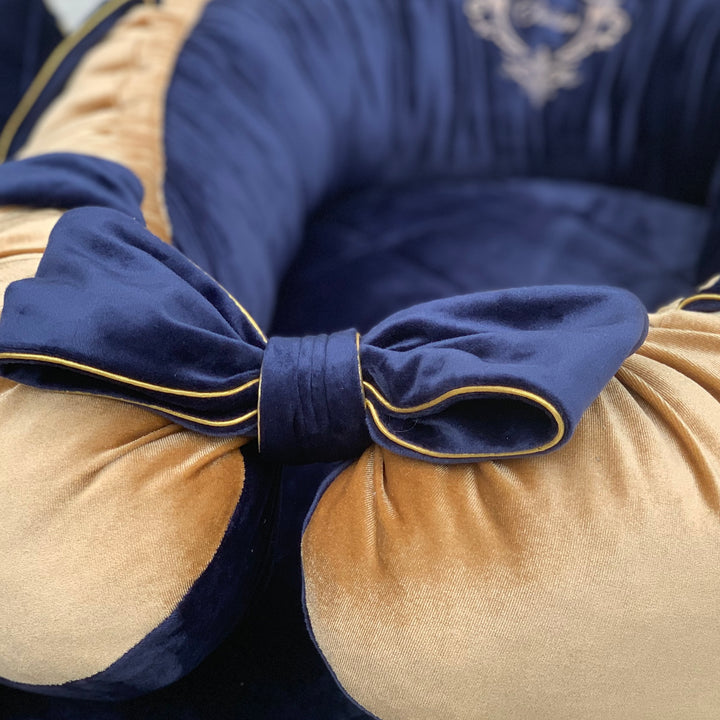 Royal Blue Velvet Baby Nest for Boys – Customizable