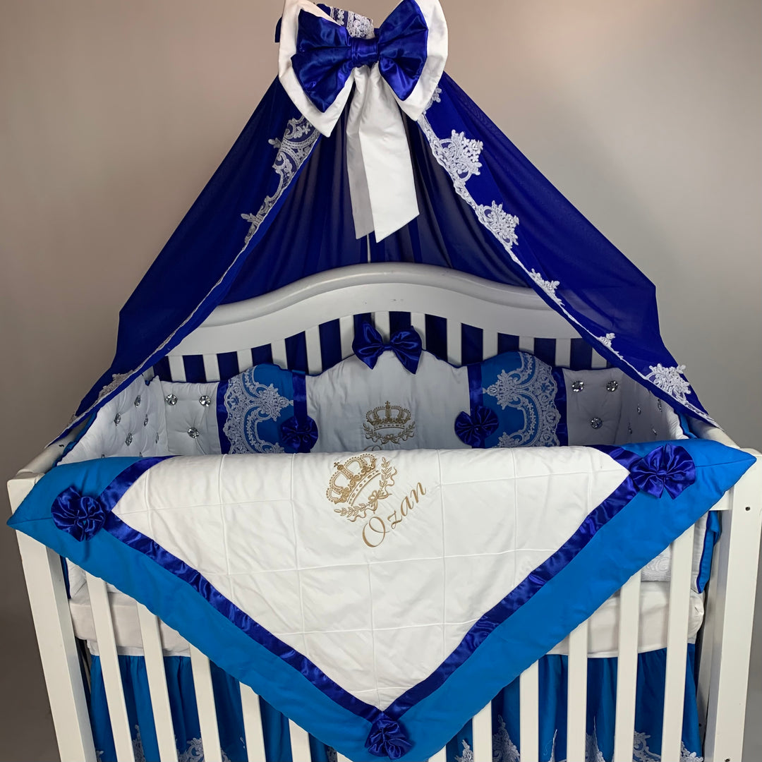Premium Royal Blue Baby Boy Crib Bedding Set