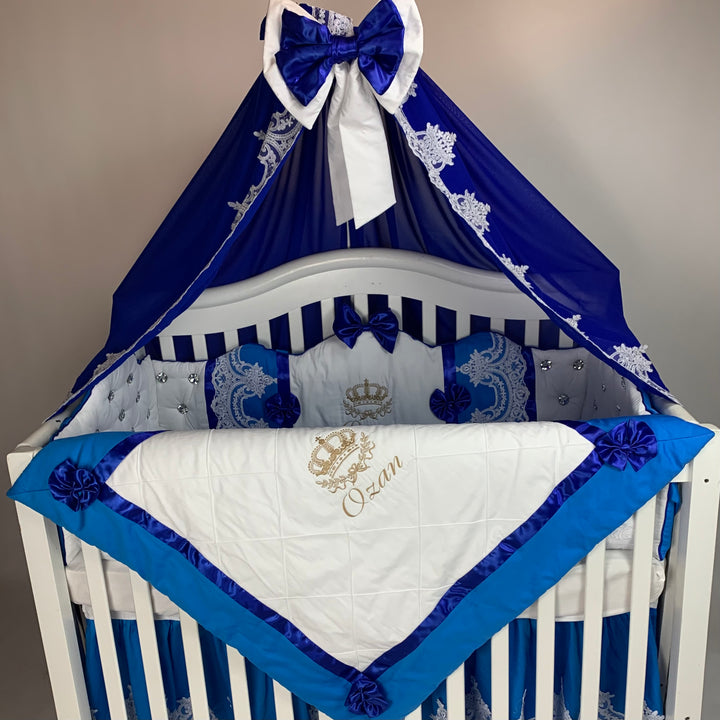 Premium Royal Blue Baby Boy Crib Bedding Set