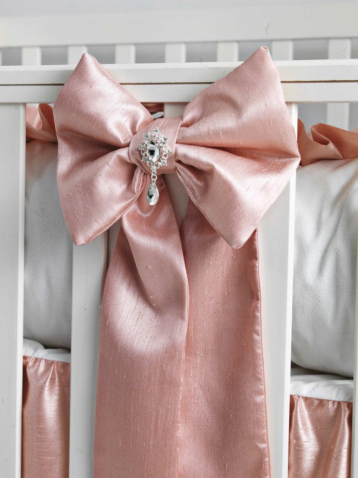 Dusty Pink Baby Girl Bedding Set with Ruffles & Bows