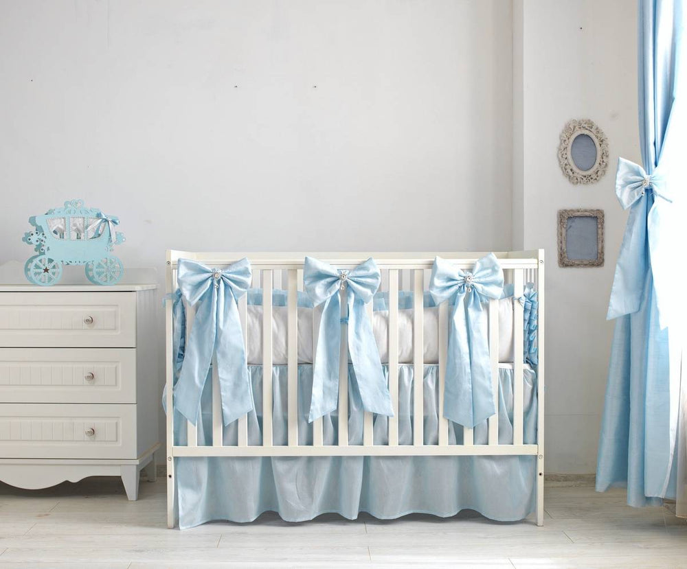 Farmhouse Ruffled Crib Bumpers & Long Bows Baby Boy
