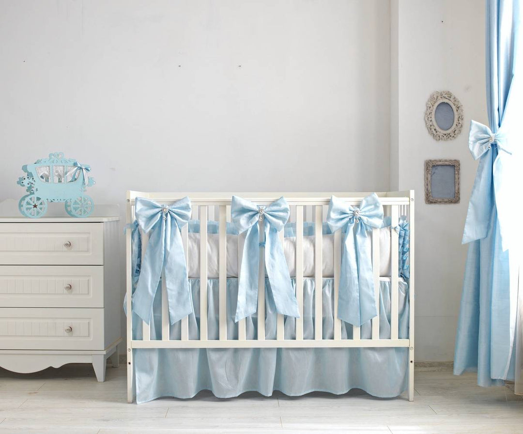 Farmhouse Ruffled Crib Bumpers & Long Bows Baby Boy