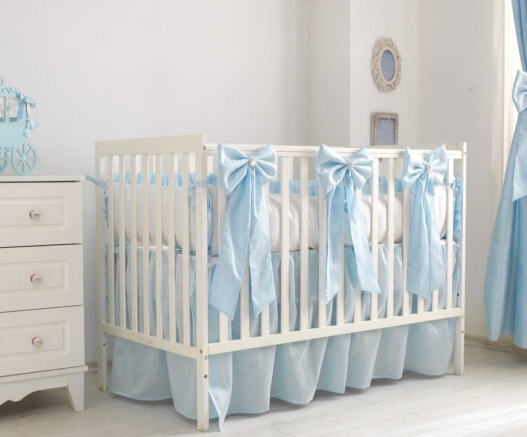 Farmhouse Ruffled Crib Bumpers & Long Bows Baby Boy