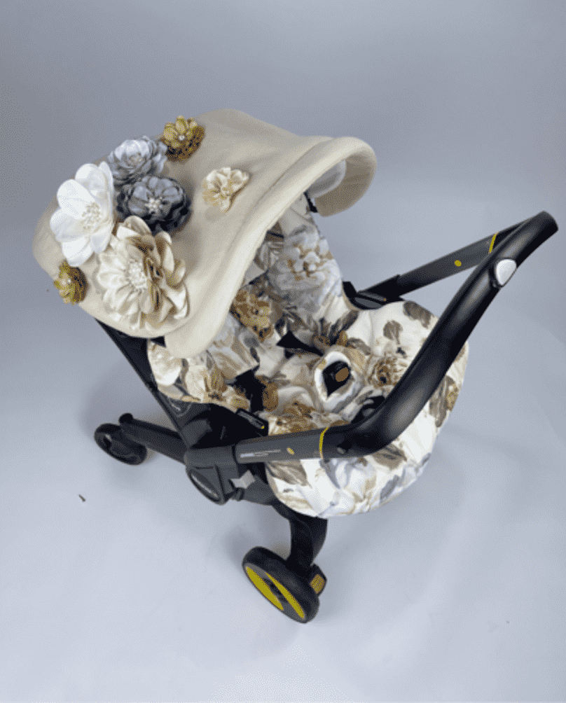 Floral 3D Flower Car Seat Canopy Set – Baby Girl Cover & Shower Gift