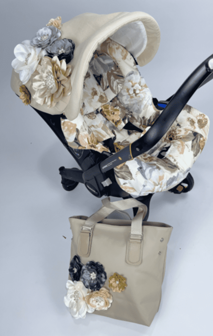 Floral 3D Flower Car Seat Canopy Set – Baby Girl Cover & Shower Gift
