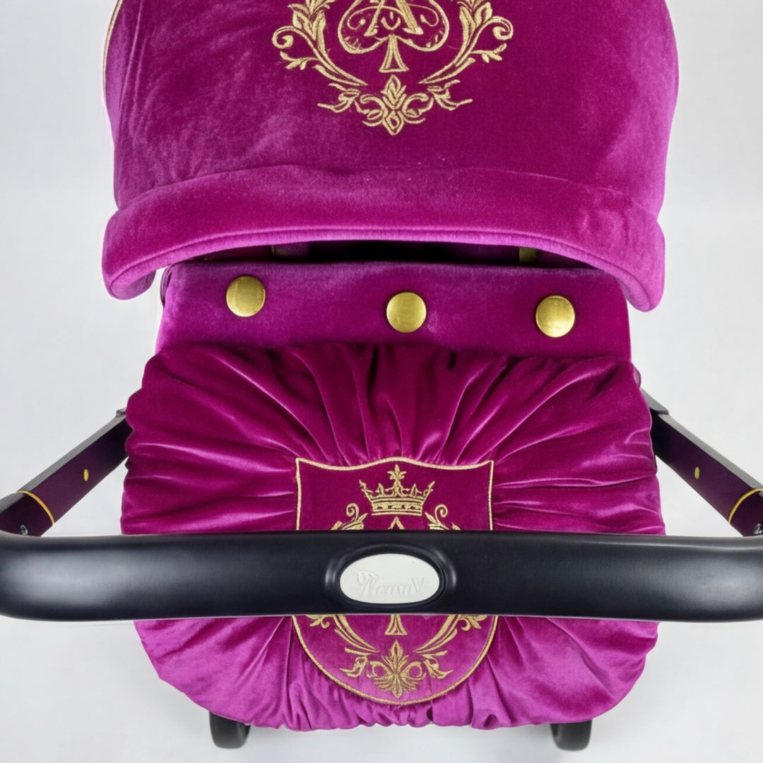 Pink & Gold Velvet Baby Car Seat Cover Set – Crown Ace Embroidery