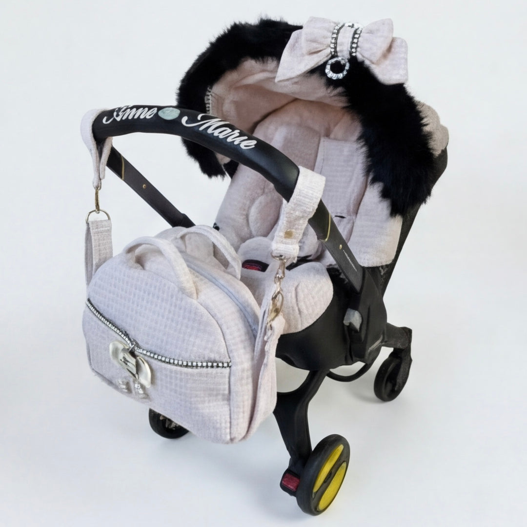 Pink Tweed Baby Car Seat Cover Set – Elegant Pattern Design