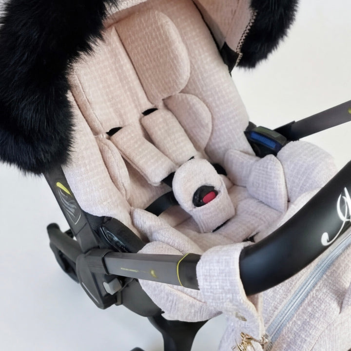 Pink Tweed Baby Car Seat Cover Set – Elegant Pattern Design