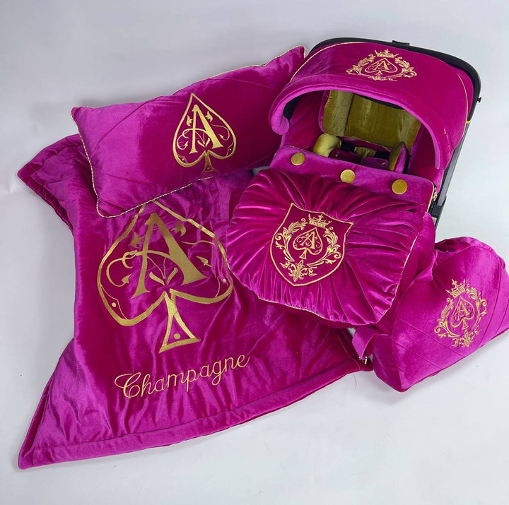 Infant Ace Champagne Customizable Luxury Baby Girl Crib Bedding Set