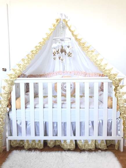 Gold & White Baby Boy Crib Bedding Set – Crown