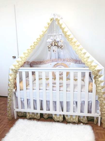 Gold & White Baby Boy Crib Bedding Set – Crown