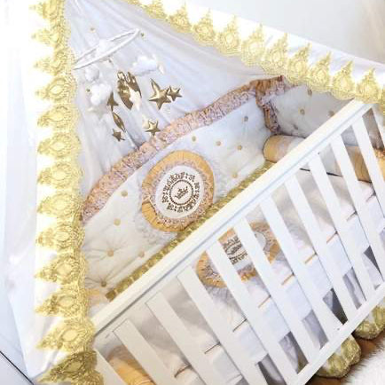 Gold & White Baby Boy Crib Bedding Set – Crown