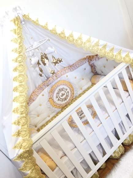 Gold & White Baby Boy Crib Bedding Set – Crown