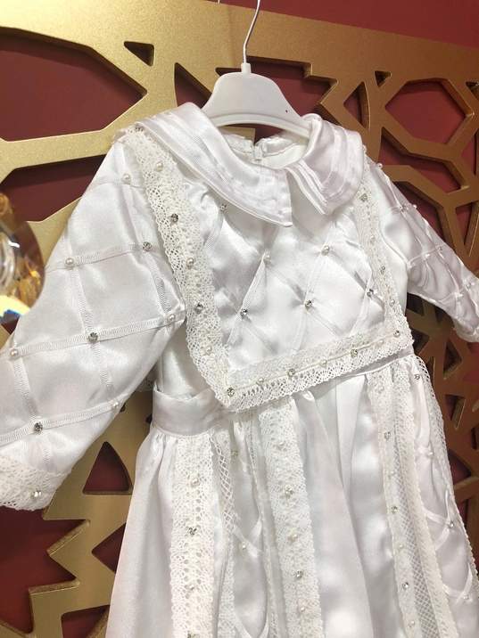 Handmade Baby Boy Baptism Gown with Pearls & Rhinestones
