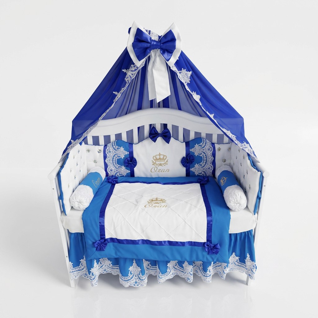 Premium Royal Blue Baby Boy Crib Bedding Set