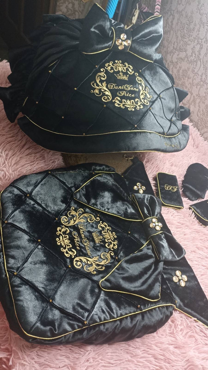 Car seat cover set, black  velvet car seat cover, canopy with rhinestones , diaper bag, Car seat rhinestone cover, carseat for Doona