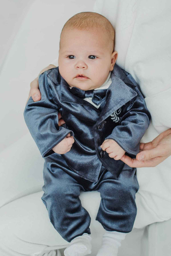 Kids Grey Tuxedo Jacket Formal Ring Bearer Suit