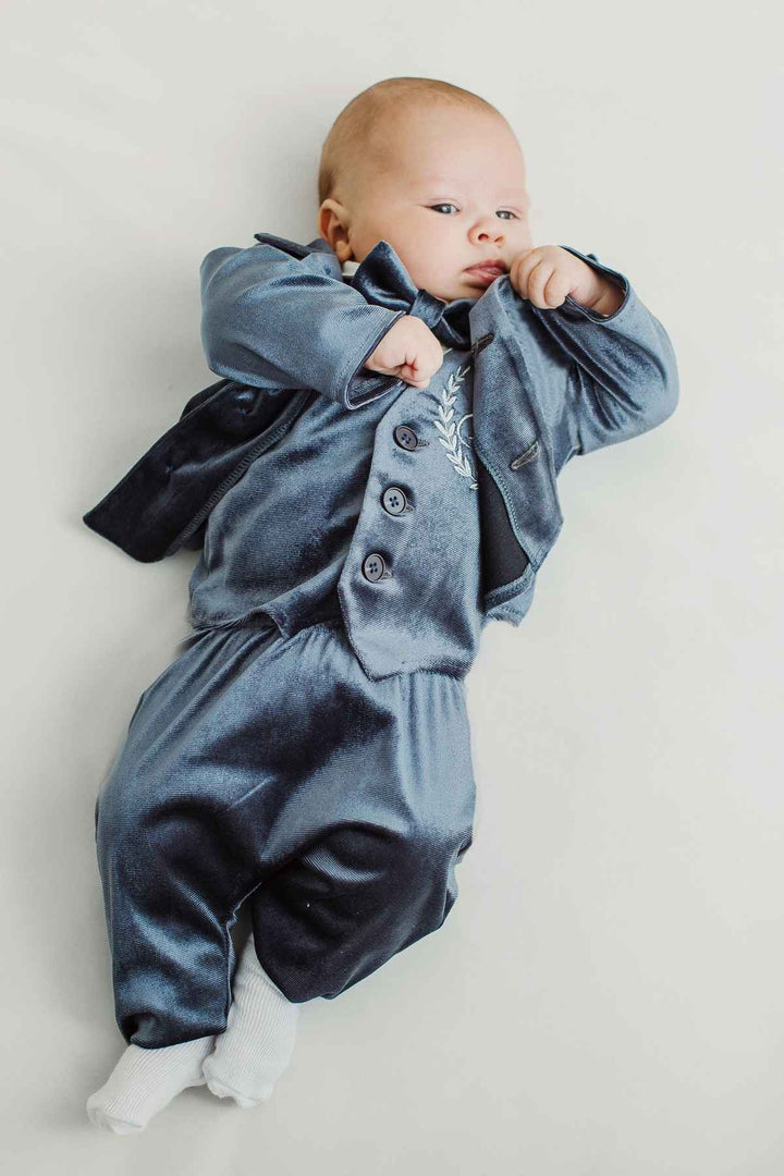 Kids Grey Tuxedo Jacket Formal Ring Bearer Suit