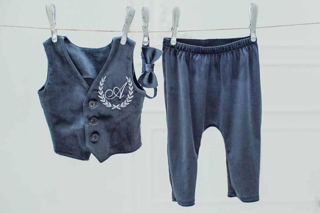 Kids Grey Tuxedo Jacket Formal Ring Bearer Suit