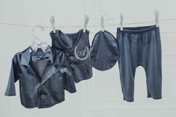 Kids Grey Tuxedo Jacket Formal Ring Bearer Suit