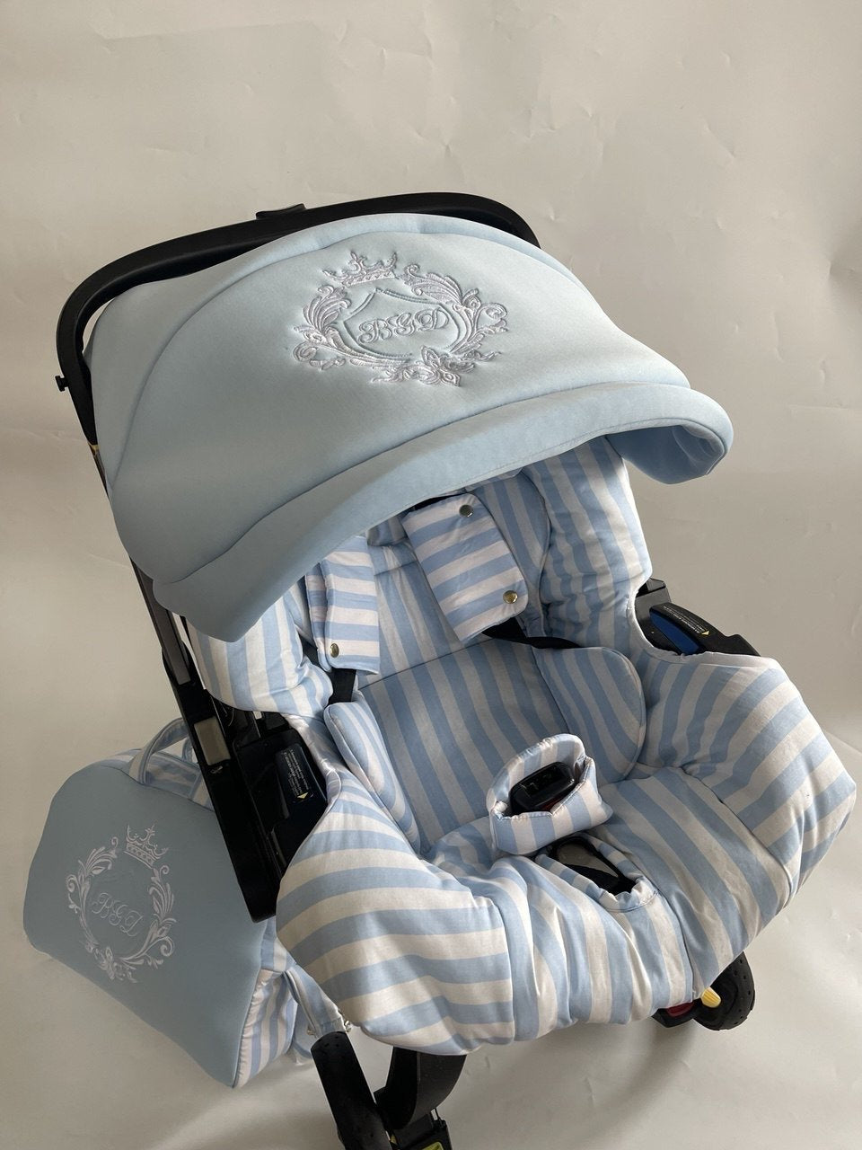 Luxury Baby Car Seat Cover Set – Light Blue with Embroidery