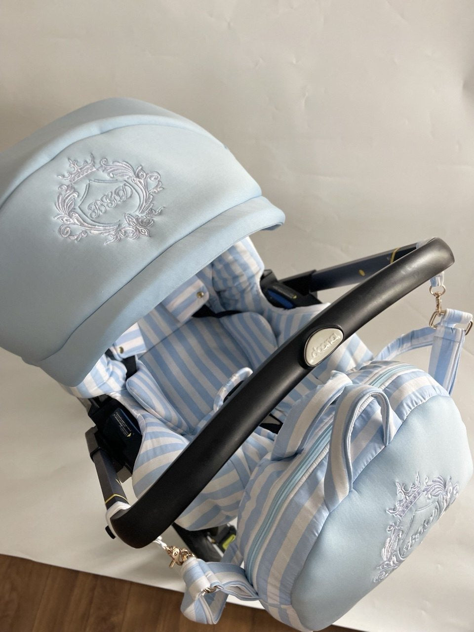 Luxury Baby Car Seat Cover Set – Light Blue with Embroidery 2