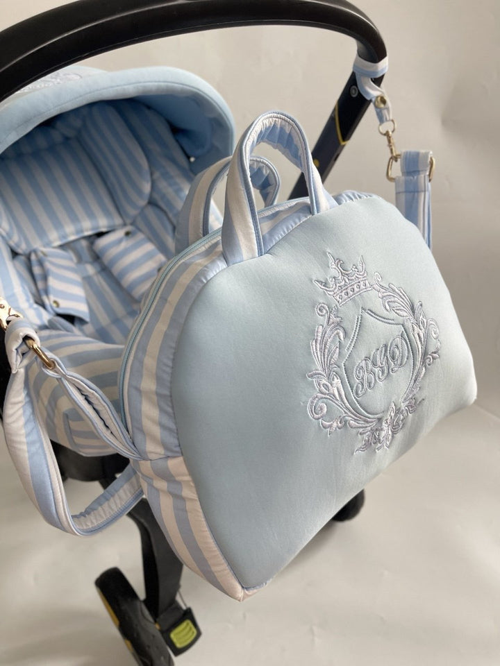Luxury Baby Car Seat Cover Set – Light Blue with Embroidery 3