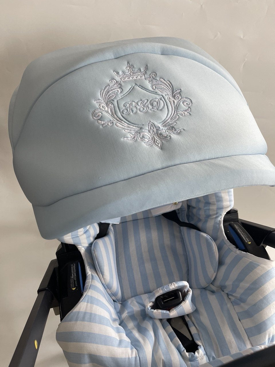 Luxury Baby Car Seat Cover Set – Light Blue with Embroidery 4