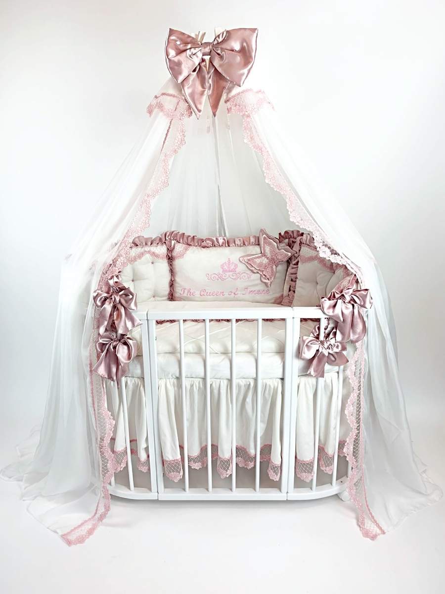 Luxury Baby Girl Bedding Set with Crib Bumper & Nest
