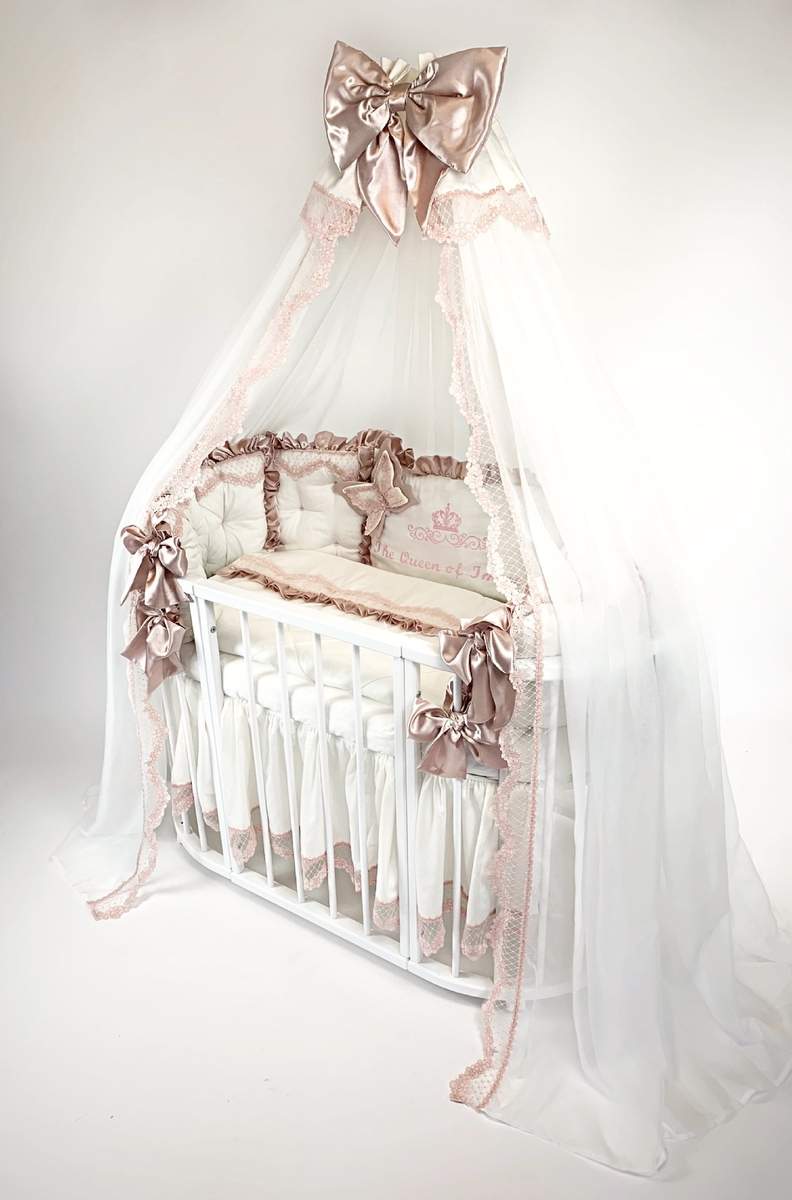 Luxury Baby Girl Bedding Set with Crib Bumper & Nest