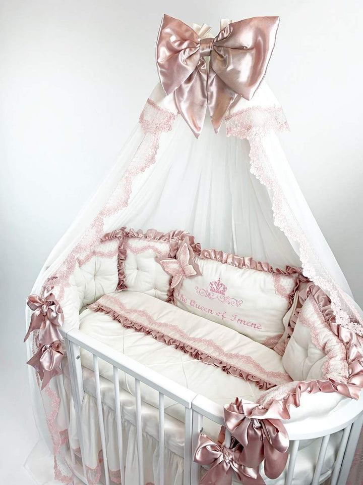Luxury Baby Girl Bedding Set with Crib Bumper & Nest