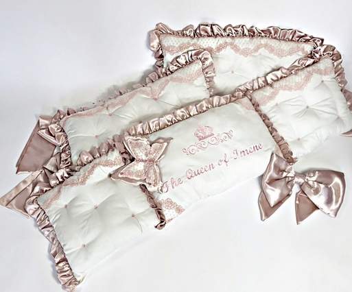 Luxury Baby Girl Bedding Set with Crib Bumper & Nest