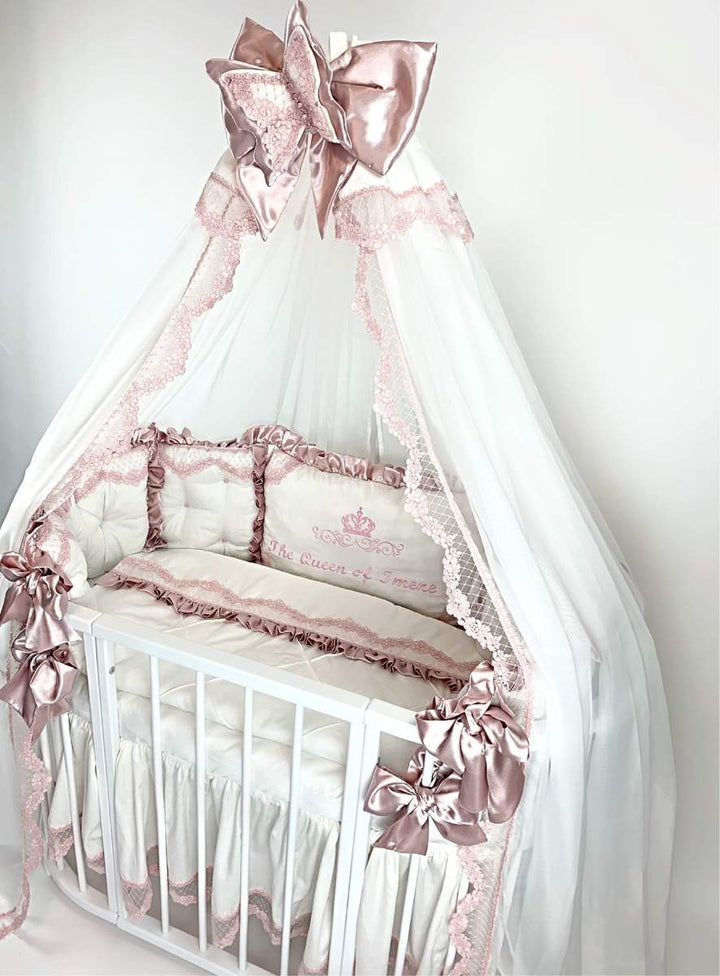 Luxury Baby Girl Bedding Set with Crib Bumper & Nest