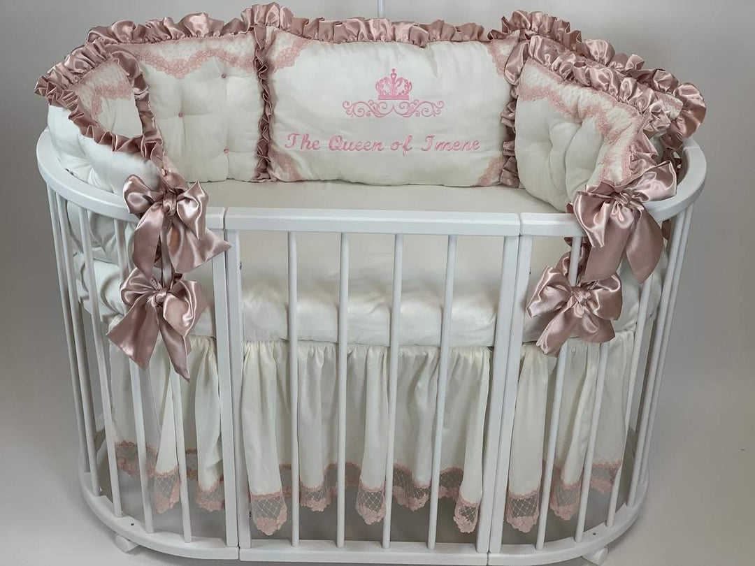 Luxury Baby Girl Bedding Set with Crib Bumper & Nest