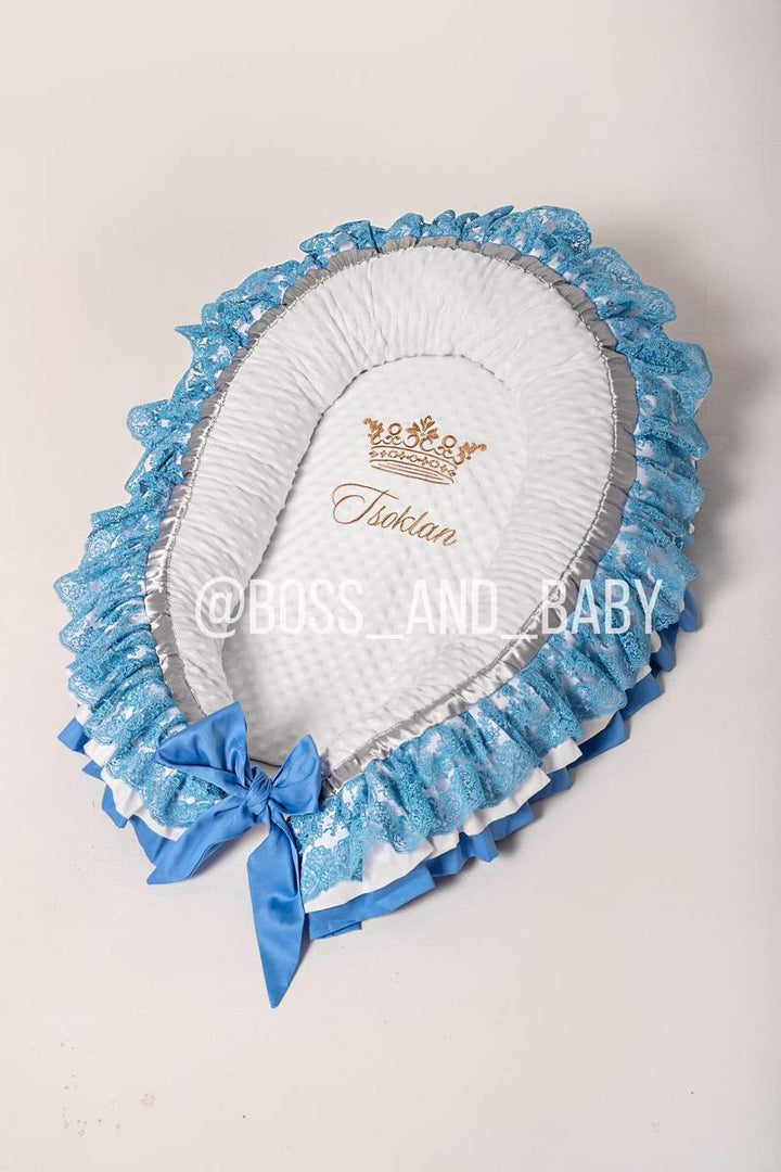 Luxury Blue & White Baby Boy Crib Bedding Set