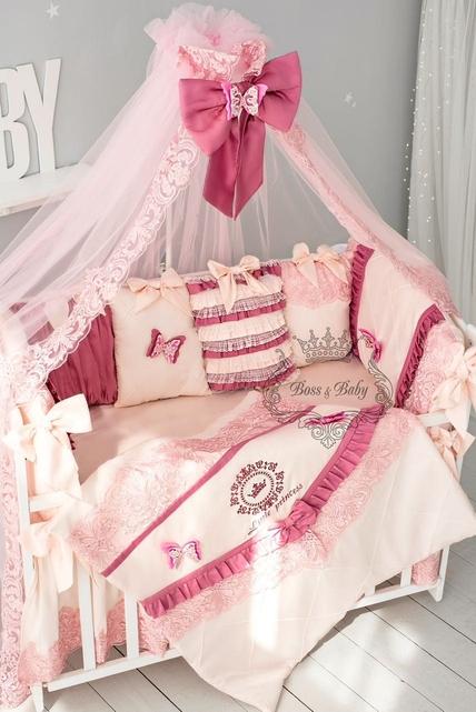 Luxury Pink Baby Bedding Set – Personalized Princess Crib