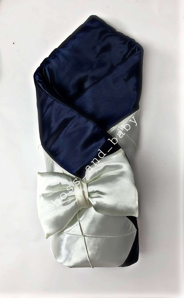Luxury Royal Blue & Ivory Baby Bedding Set with Canopy
