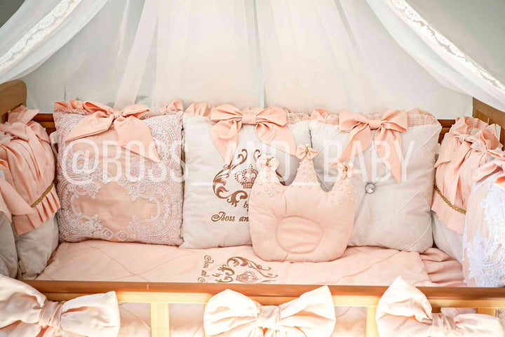 Peach Dream Baby Lounger with Lace Ruffles Newborn Nest