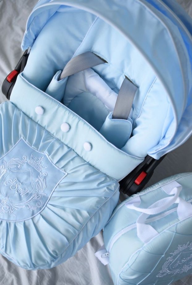 Personalized Baby Boy Car Seat Cover with Blanket & Bag